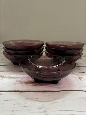 MCM Vintage Amethyst Purple Glass Bowls (6)